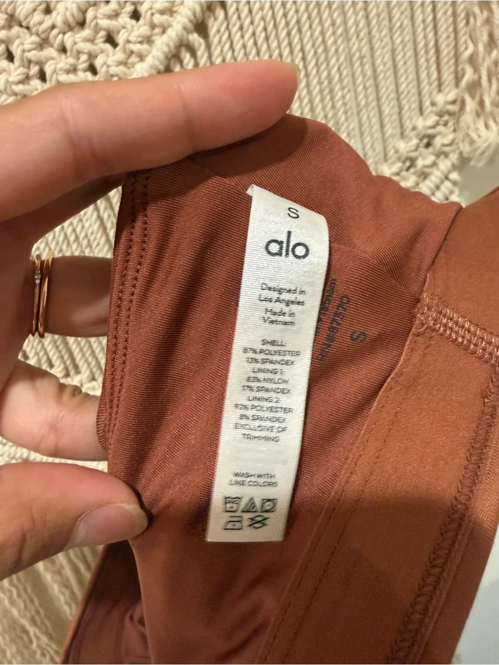 Alo yoga airbrush cinched bra tan size S retail